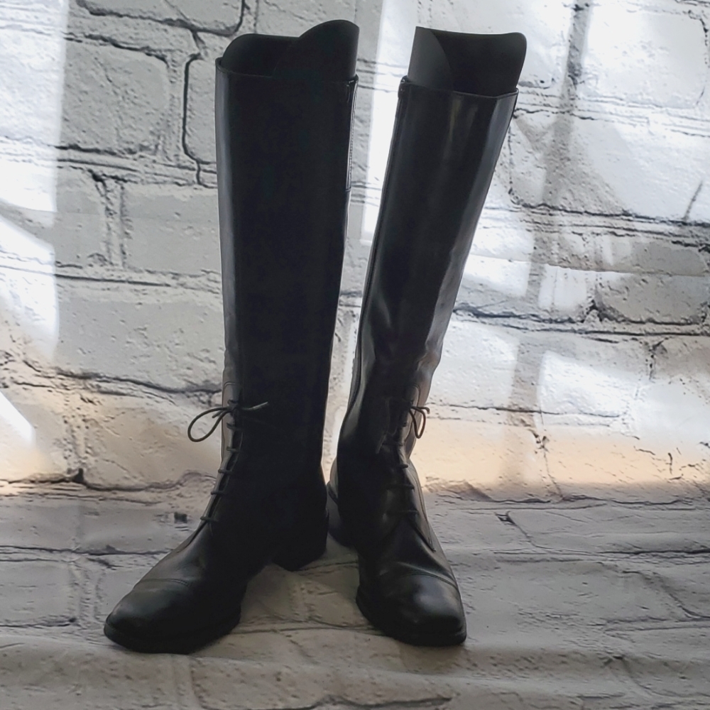 Vaneli tall black boots. Knee high with round toe.